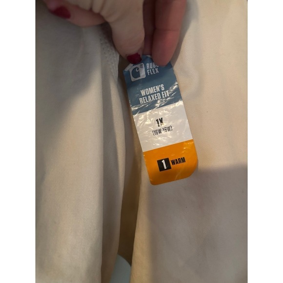 NWT Carhartt women 1X Cream Relaxed Rugged Flex Canvas Crawford bomber Jacket - Picture 5 of 9